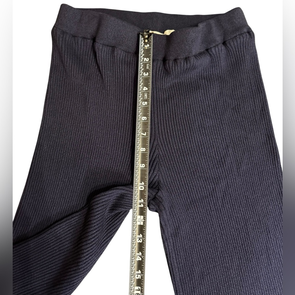 THE ROW Carmine knit long pants w/ ruffle hem Navy Blue | Size large Silk Cotton - Picture 11 of 13